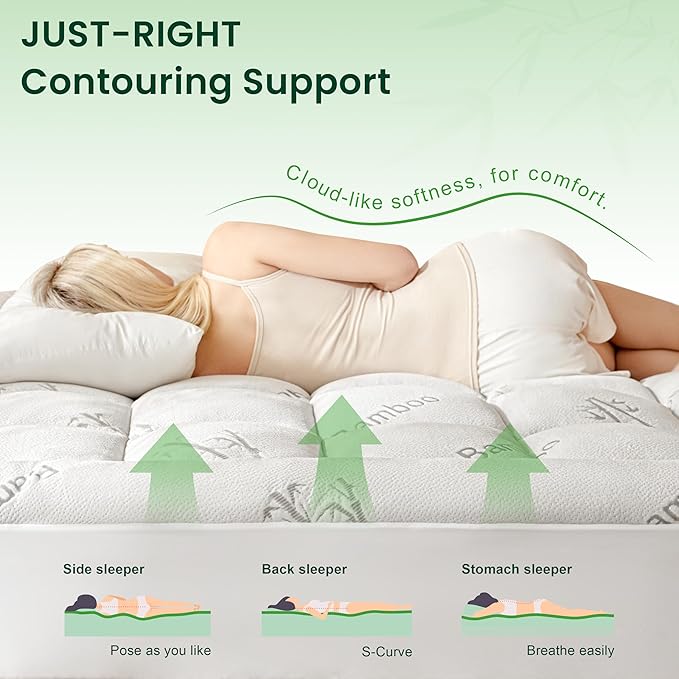 Love's cabin Full Size Mattress Topper, Rayon Derived from Bamboo, 900 GSM Mattress Topper Pad, Thick Pillow Top Mattress Pad with Stretches up 8"-20" Deep Pocket(54"x75")