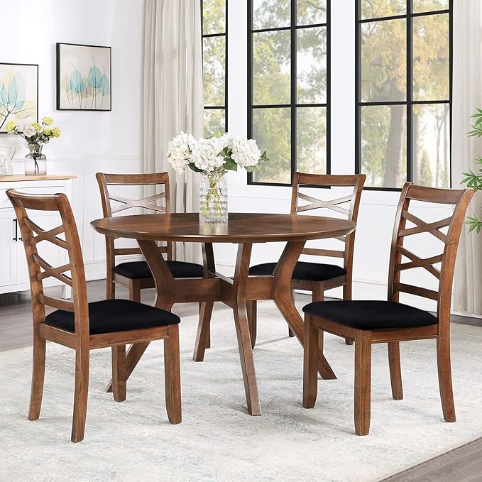 Smiry Velvet Seat Covers for Dining Room Chair Set of 4, Stretch Fit Removable Washable Chair Seat Cushion Protector Slipcovers with Ties, Black