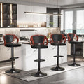VECELO BarStools Set of 2,Counter Height Stools with Bentwood Back&Arm, Swivel Barstools,PU Leather Kitchen Island Stools, Adjustable Height Bar Chairs for Club Pub Dining Room,Black