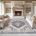 zesthome 9x12 Area Rugs,Stain Resistant Washable Rug,Ultra-Thin Rugs for Living Room,Bedroom,Non-Slip Backing Home Decor Large Area Rug (Navy Blue/Red,9'x12')