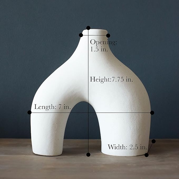 Carrot's Den Donut Vase, Set of 2 - White Large Ceramic Vase - Minimalist Nordic, Hollow | Table Centerpiece, Olive Plant, Wedding, Living Room, Bookshelf, Office, Modern Home, Entryway, Console