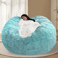 BCU 7FT Big Bean Bag for Adults Kids Without Filling Oversized Bean Bag Chair Cover for Stuffed Animal Storage, Blue Green