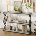Industrial 3-Tier Console Table, Rustic Long Entryway Sofa Table with Storage Shelves, Light Gray TV Stand for Living Room & Hallway, Modern Farmhouse Decor (47.2 inch)