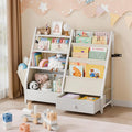 Kids Bookshelf and Toy Storage - Kids Book Shelf for Kids Rooms, Toddler Bookshelf Baby Bookcase for Nursery, Montessori Toy Organizer, White
