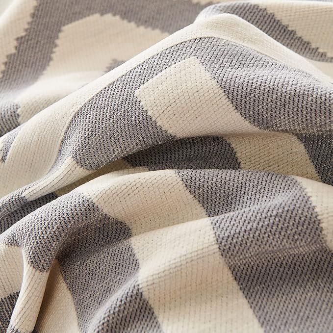 STACYPIK Boho Grey Sofa Cover Furniture Protector Couch Soft with Tassels for Kids Jacquard Triangle Couch Cover for Loveseat Cover Reversible Non Slip Sofa Cover Pets Dogs Friendly Home Decor-71X71IN
