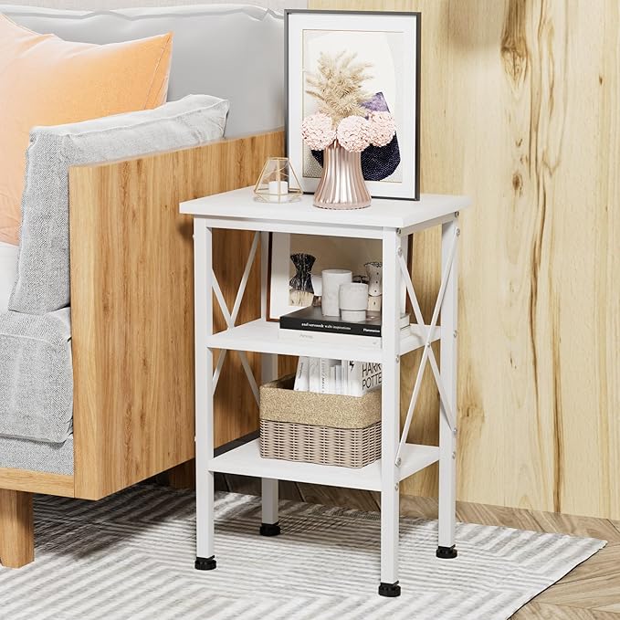 VECELO Modern Nightstands X-Design Side End Table Night Stand with Storage Shelf for Bedroom,Living Room,