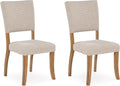 Signature Design by Ashley Rybergston Casual Stain Resistant Upholstered Solid Wood Dining Chair, Set of 2, Beige & Light Brown