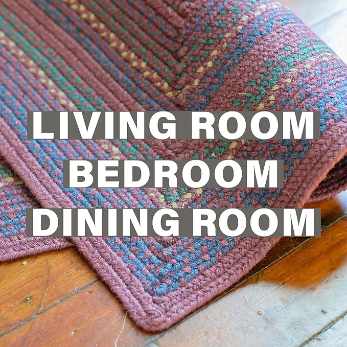 Jamestown Burgundy Braided Oval Rug, Jute, 4x6' - Rustic Cabin Decor for Entryway, Bedroom, Everywhere