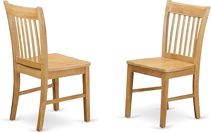 East West Furniture MZNO5-OAK-W 5 Piece Dining Room Table Set Includes a Rectangle Dining Table with Dropleaf and 4 Wood Seat Chairs, 36x54 Inch, Oak