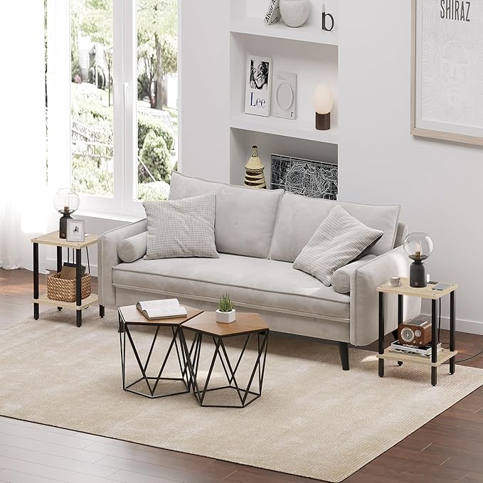 TUTOTAK End Table, Set of 2, Side Table, Nightstand, 2-Tier Storage Shelf, Sofa Table for Small Space, Living Room, Bed Room TB01BO035