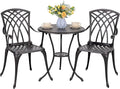 NUU GARDEN Patio Bistro Sets 3 Piece Cast Aluminum Bistro Table and Chairs Set with Umbrella Hole Bistro Set of 2 for Patio Backyard, Black