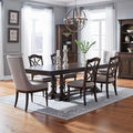 Liberty Furniture Arden Road Alt 7 Piece Dining Trestle Table Set - 2 Upholstered Chairs, 4 Splat Back Side Chairs - Satin Cherry