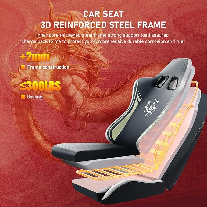 GTPLAYER Gaming Chair with Bluetooth Speakers and Footrest, Dragon Series Video Game Chair, Heavy Duty, Ergonomic, Esports Computer Office Chair,(BLUEGRAY)