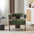 Christopher Knight Home Nettie Modern Accent Chair for Living Room, Velvet Fabric Single Lounge Sofa Chair with Wooden Frame, Comfy Reading Chair for Bedroom, Lounge Armchair with Cushion, Olive Green