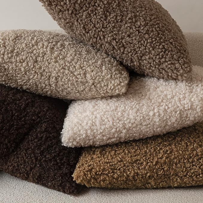 Foindtower 2 Pieces 22x22 Inch Dark Bronze, Faux Fur Throw Pillow Cover Accent Sherpa Furry Pillow Covers Fuzzy Soft Pillowcases Cozy Sheepskin Decorative Fleece Cushion Case for Bed Couch Living Room