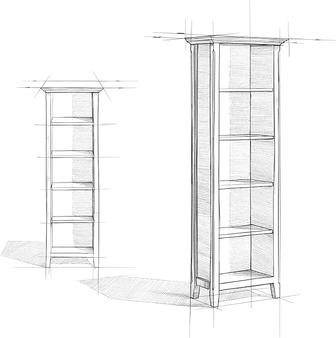 SIMPLIHOME Amherst Bookcase - 70 inch Tall 5-Shelf Solid Wood Bookshelf in Black, Transitional Storage for Living Room, Study Room or Office with Adjustable Shelves and Tapered Legs