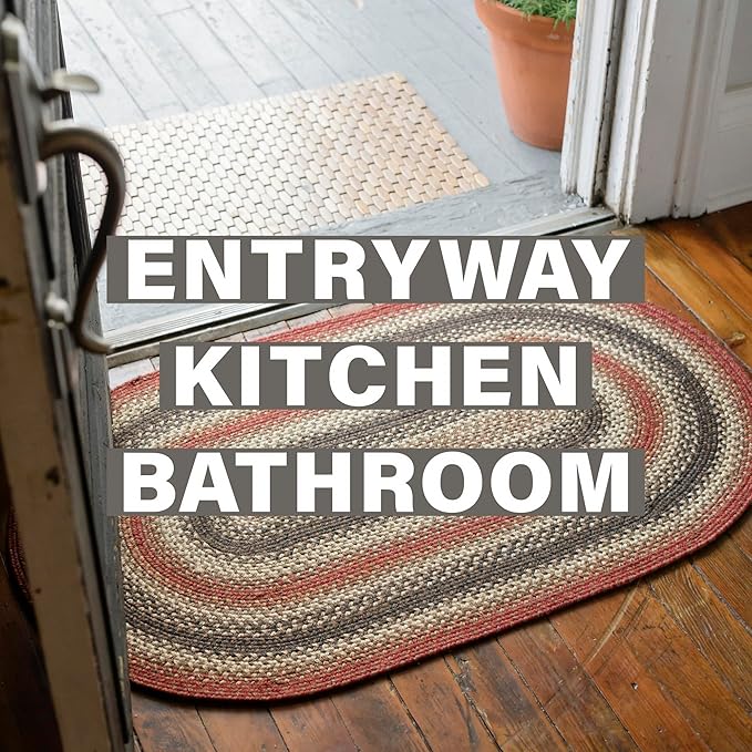 Homespice Chester Braided Rugs Country Style 27x45 The Ideal Red Kitchen Rug