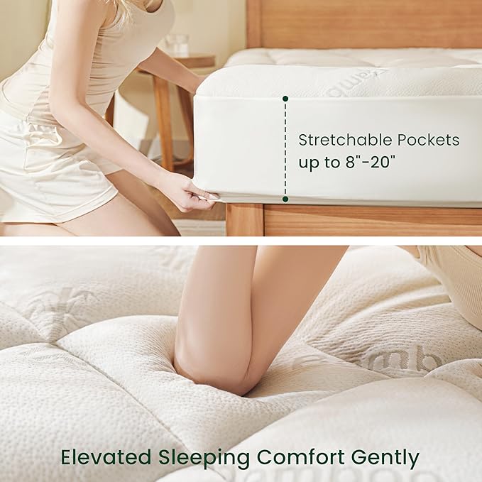 Love's cabin Full Size Mattress Topper, Rayon Derived from Bamboo, 900 GSM Mattress Topper Pad, Thick Pillow Top Mattress Pad with Stretches up 8"-20" Deep Pocket(54"x75")