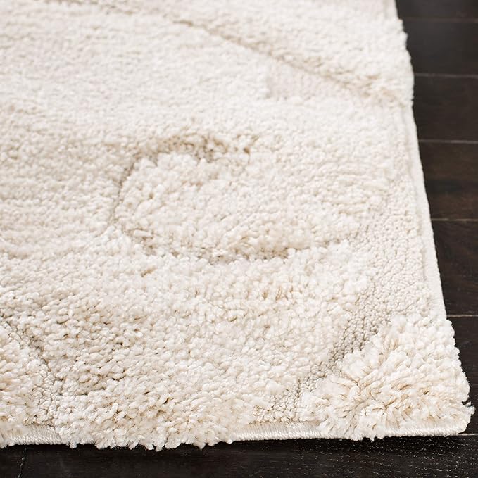 SAFAVIEH Florida Shag Collection Runner Rug - 2'3" x 17', Creme & Creme, Scroll Design, Non-Shedding & Easy Care, 1.2-inch Thick Ideal for High Traffic Areas in Living Room, Bedroom (SG455-1111)