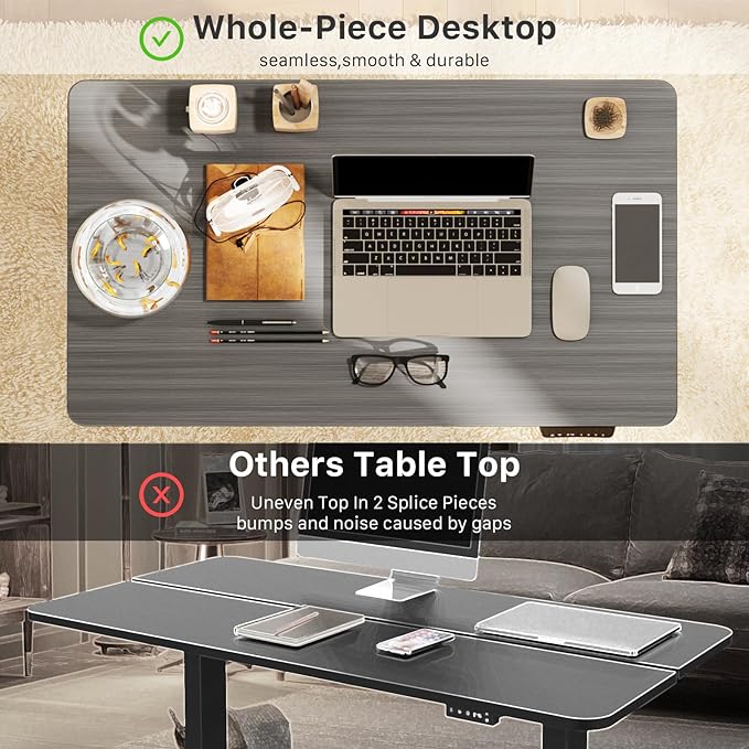 JOY worker Small Electric Standing Desk, 35" x 20" Whole Piece Height Adjustable Desk with Memory Controller, Grey Sit to Stand Desk Workstation for Home Office