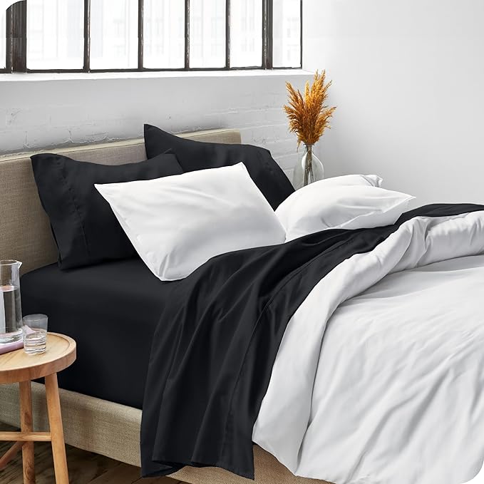 Bare Home California King Sheet Set - 1800 Ultra-Soft Microfiber Cal King Bed Sheets - Double Brushed - Deep Pockets - Easy Fit - 4 Piece Set - Bed Sheets (California King, Black)