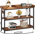 IRONCK Console Table, Sofa Table with Power Outlet, Farmhouse Hallway Table for Entryway, Living Room, Height Adjustable, Easy Assembly, Rustic Brown, 43"