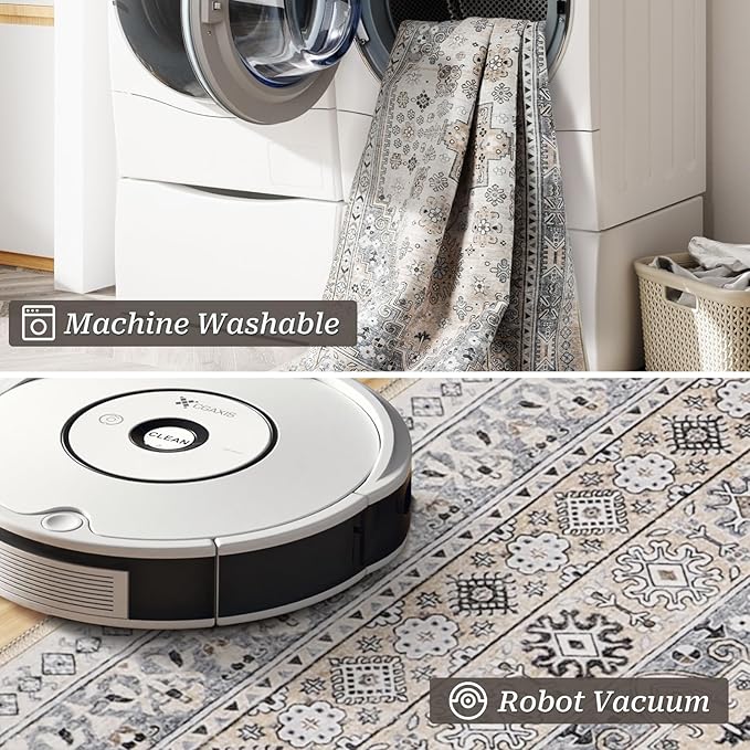 zesthome Washable Runner Rug 2.5x14 - Stain Resistant Entryway Rug,Ultra-Thin Kitchen Rugs, Anti Slip Backing Runner Rugs for Entrance Laundry Room Indoor Hallway (Beige,2.5'x14')