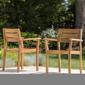 Merax Acacia Wood Dining Chairs Set of 2,Stamford Outdoor Acacia Wood Dining Chairs for Kitchen, Living Room,Outdoor,Teak