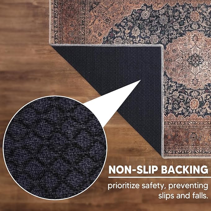 Keen Home Design 2x12 Rug - Machine Washable Runner Rug with Non-Slip Backing, Ideal for Hallway, Entryway, Kitchen, Laundry Room - Vintage, Easy Clean, Durable, Low Pile - (2'6" x 12')