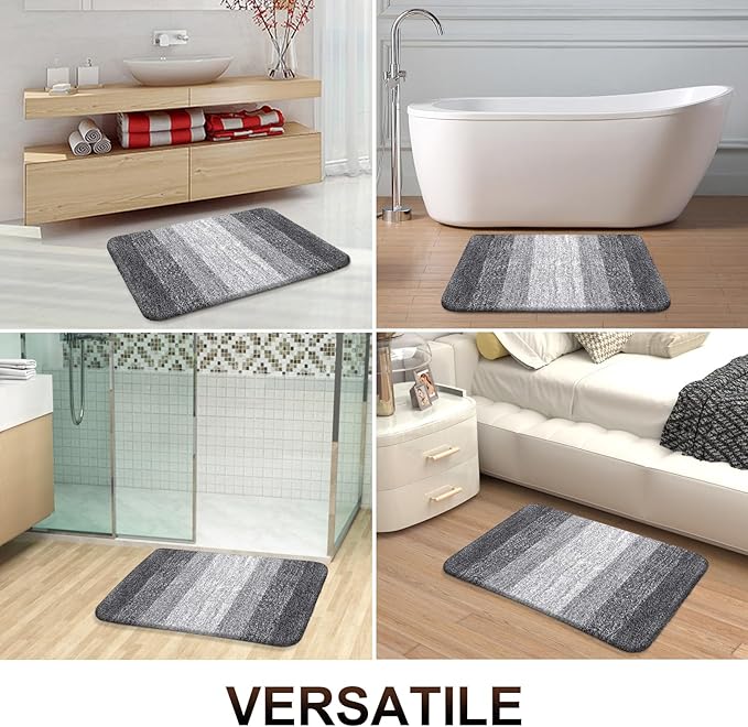 OLANLY Bathroom Runner Rugs 54x24, Extra Soft Absorbent Microfiber Bath Rugs, Rubber Backing, Quick Dry, Machine Washable Bath Mats for Bathroom Floor, Tub and Shower, Home Decor Accessories, Grey
