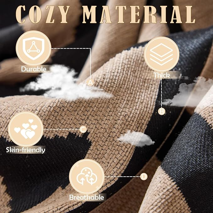 HANDONTIME Boho Geometric Couch Covers for Sofa Pet Friendly Taupe and Black Sofa Covers Washable Chenille Couch Blanket Cover for 2 3 Cushion Couches Pet Protector Furniture Cover Soft, 71" X 118"