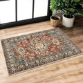 Lahome Oriental Washable Small Area Rug, 2x3 Rugs for Entryway Kitchen, Ultra-Thin Soft Indoor Door Mat Non Slip Throw Carpet for Bedroom Bathroom, Brick Red