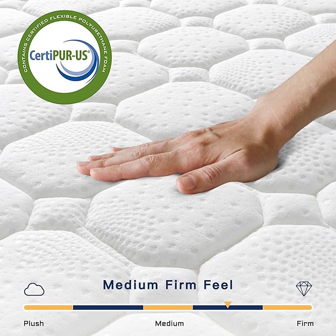 Vesgantti 12 Inch Multilayer Hybrid Twin XL Mattress - Multiple Sizes & Styles Available, Ergonomic Design with Memory Foam and Pocket Spring, Medium Firm Feel, White