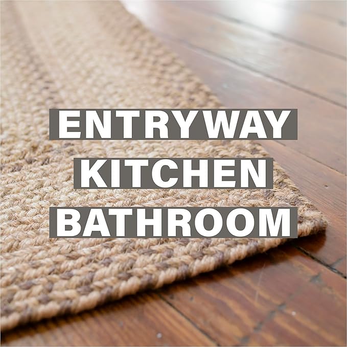 Homespice Cookie Dough Jute Braided Runner Rug 22x72 - Farmhouse Style Brown Rug Runner for Country Decor