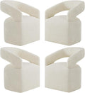 Upholstered Dining Chairs with Removable Casters Barrel Side Armchair with Rollers for Diningroom Bedroom Livingroom Reading Room, Cream Beige, 4PCS
