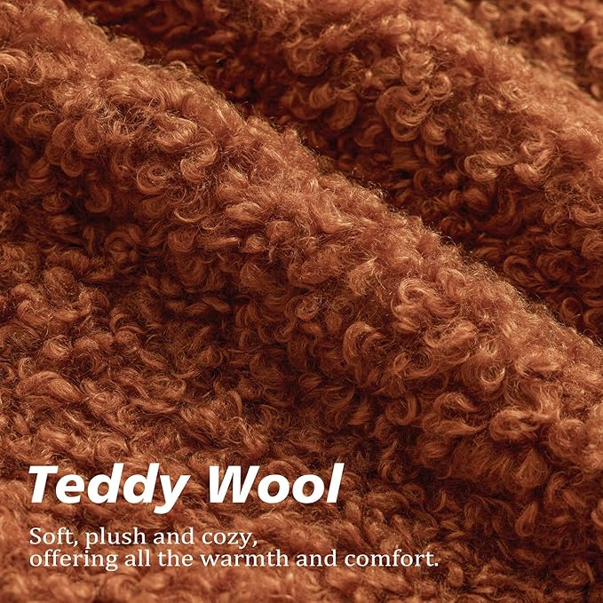 Foindtower 2 Pieces 22x22 Inch Burnt Orange, Faux Fur Throw Pillow Cover Accent Sherpa Furry Pillow Cover Fuzzy Soft Pillowcases Cozy Sheepskin Decorative Fleece Cushion Case for Bed Couch Living Room