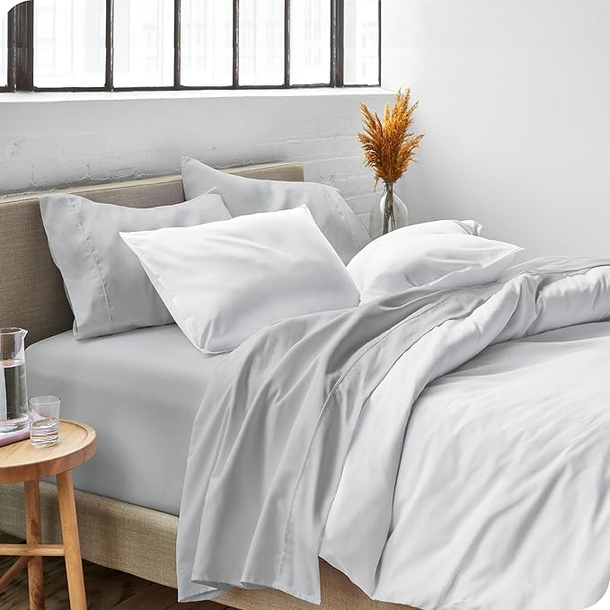 Bare Home Full Extra Long Sheet Set - 1800 Ultra-Soft Microfiber Full XL Bed Sheets - Double Brushed - Deep Pockets - Easy Fit - 4 Piece Set - Bed Sheets (Full XL, French Grey)