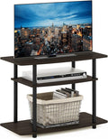 Furinno Turn-N-Tube No Tools 3-Tier Entertainment Center TV Stand for TV up to 32 Inch, Plastic Round Tubes, Dark Brown/Black