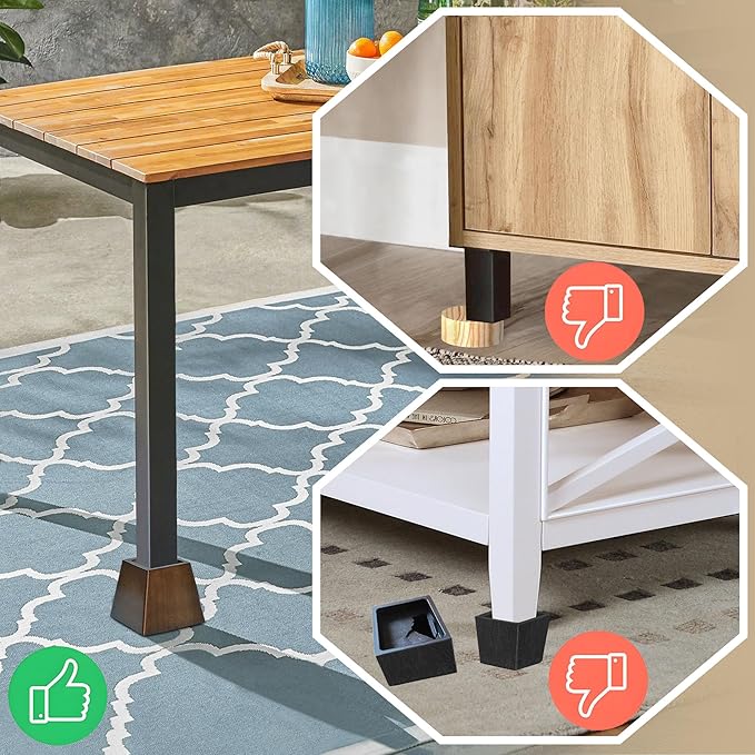 Sopicoz Wooden Furniture Risers Tapered Bed Risers (Brown 4pcs, 3 inch Pyramid)