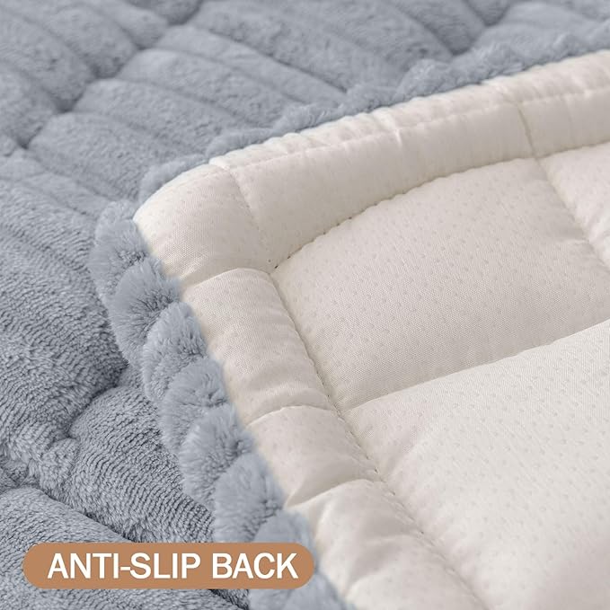 Smiry Couch Cover for Dogs Washable, Non Slip Fuzzy Pet Couch Covers for 3 Cushion Sofa Pet Friendly, Thick Soft Sofa Slipcovers Cushion Protector (Grey, 27.6" x 70.9")
