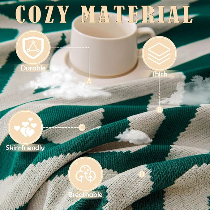 HANDONTIME Couch Cover Boho Sofa Covers Washable Forest Green Dog Covers for Couches Reversible Couch Blanket Cover Geometric L Shaped Couch Covers for 2 3 Couch Cushion Cover Dark Green, 71" X102"
