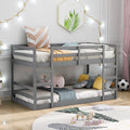 Ball & Cast Twin Over Full Bunk Bed with Two Drawers,Convertible Solid Wood Bed Frame with Ladder & Full Length Guardrails, Detachable Bunk Beds for Kids,Teens,Space Saving, No Box Spring Needed,Grey
