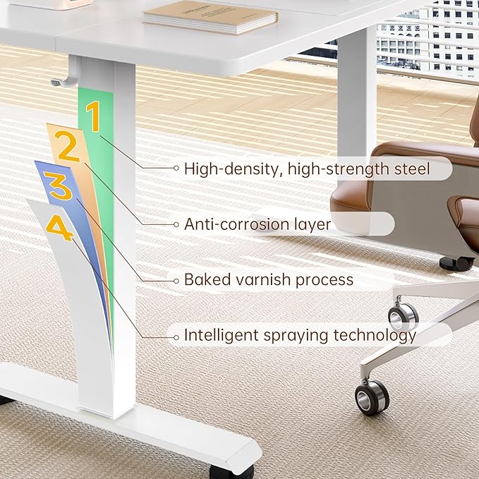 Veken 63x27.6 Inch Large Electric Standing Desk, 4 Memory Heights Adjustable,Sit to Stand Up, Work Home Office Computer Table for Walking Pad, Gifts for Dad, Wooden Desktop Desks, White