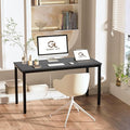 47 inch Large Computer Desk Wood, Modern Simple Style Desk for Home Office, Bedroom, Study Student Writing Desk, Small Spaces, Black Metal Frame, Dark Walnut Top