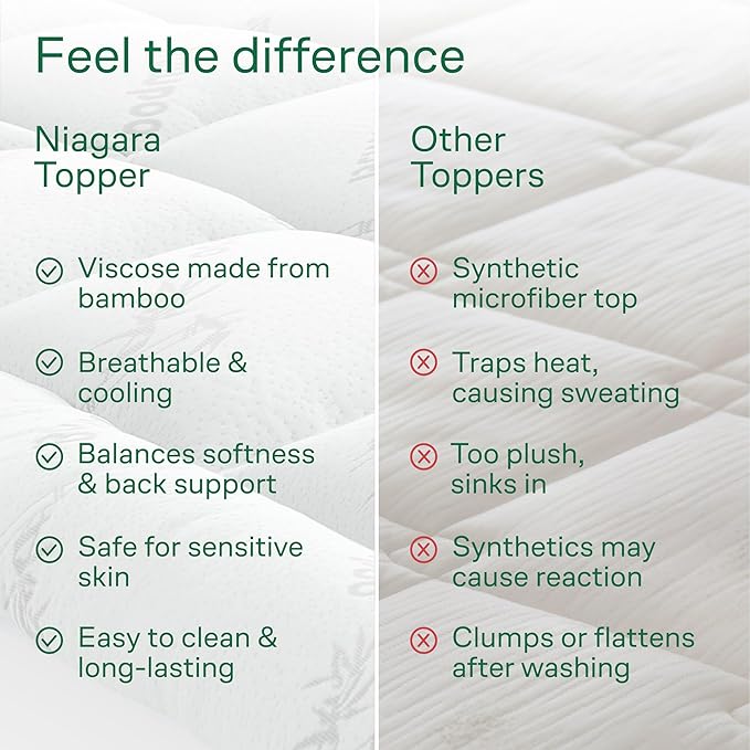 Ultra Soft Full XL Size Mattress Topper - Viscose Made from Bamboo Pillow Top Mattress Pad for Back Pain Relief - Naturally Cooling for Hot Sleepers, White
