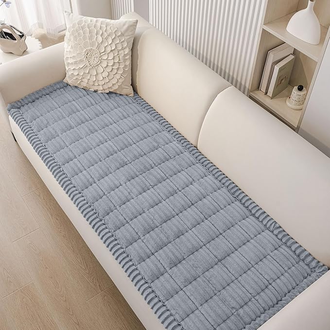 Smiry Couch Cover for Dogs Washable, Non Slip Fuzzy Pet Couch Covers for 3 Cushion Sofa Pet Friendly, Thick Soft Sofa Slipcovers Cushion Protector (Grey, 27.6" x 70.9")