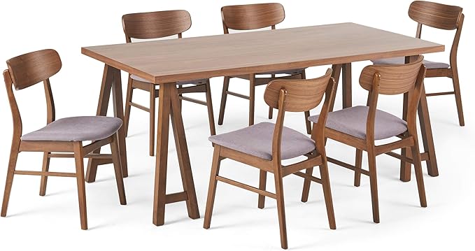Christopher Knight Home Anthony Mid-Century Modern 7 Piece Dining Set, Dark Gray and Walnut