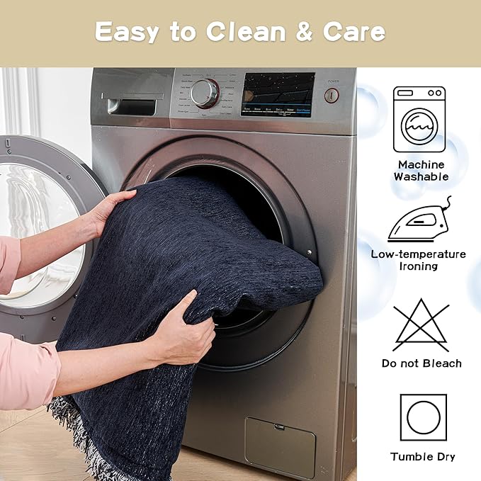 MYSKY HOME Couch Cover for Dogs Washable Couch Covers for 3 Cushion Couch Sofa Super Soft Sofa Slipcover Non Slip Sofa Cover, Chenille Sofa Covers for Dogs, Furniture Protector, 91"x134", Navy Blue