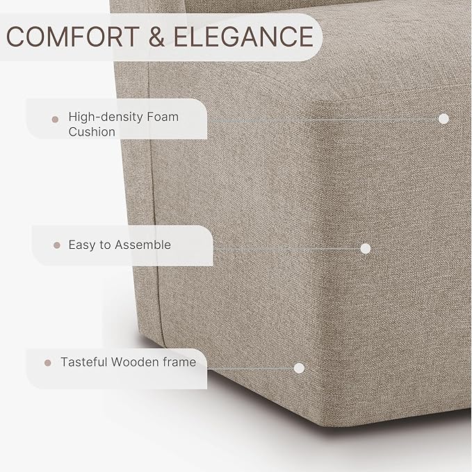 Upholstered Dining Chair with Casters Wingback Modern Side Armless Deskchair with Rollers for Diningroom Bedroom Livingroom Reading Room,Khaki,1 Box