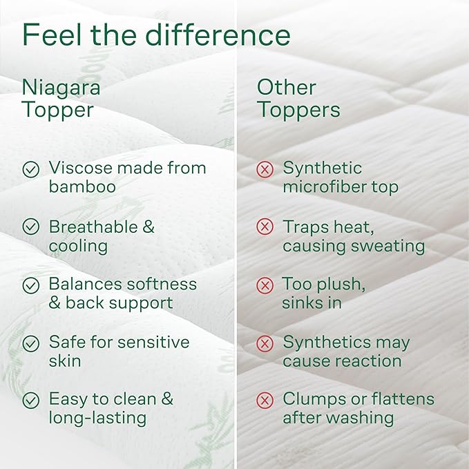 Ultra Soft Full XL Size Mattress Topper - Viscose Made from Bamboo Pillow Top Mattress Pad for Back Pain Relief - Naturally Cooling for Hot Sleepers, Green